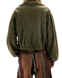 The Free People Womens Birdie Washed Jacket in Olive Green