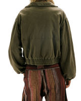 The Free People Womens Birdie Washed Jacket in Olive Green