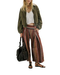 The Free People Womens Birdie Washed Jacket in Olive Green