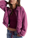 The Free People Womens Birdie Washed Jacket in Roan Rouge