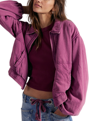 The Free People Womens Birdie Washed Jacket in Roan Rouge