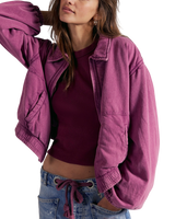 The Free People Womens Birdie Washed Jacket in Roan Rouge