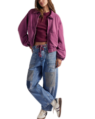 The Free People Womens Birdie Washed Jacket in Roan Rouge