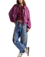 The Free People Womens Birdie Washed Jacket in Roan Rouge
