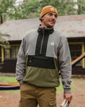 Woodland 1/2 Zip Polartec® Fleece Jacket in Grey Marl & Khaki