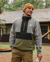 Woodland 1/2 Zip Polartec® Fleece Jacket in Grey Marl & Khaki