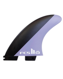 The FCS II Mick Fanning Medium PC Tri Fins in Charcoal & Lavender