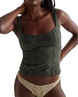 Full Bloom Eyelet Cami Top in Hunter