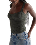 Full Bloom Eyelet Cami Top in Hunter