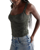 Full Bloom Eyelet Cami Top in Hunter