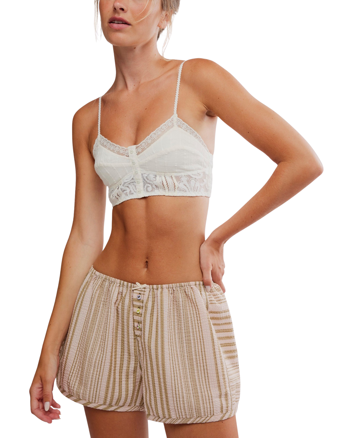 Rosie Longline Bralette in White Alyssum
