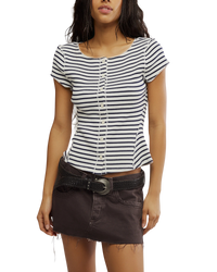 The Free People Womens Most Wanted Striped Cardi in Black & White