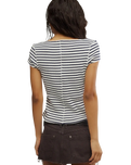 The Free People Womens Most Wanted Striped Cardi in Black & White
