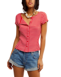 The Free People Womens Most Wanted Striped Cardi in Red & White