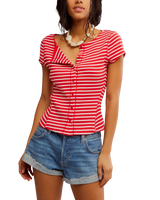 The Free People Womens Most Wanted Striped Cardi in Red & White