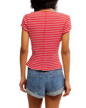 The Free People Womens Most Wanted Striped Cardi in Red & White