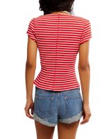 The Free People Womens Most Wanted Striped Cardi in Red & White