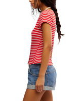 The Free People Womens Most Wanted Striped Cardi in Red & White
