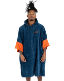 The Dryrobe Full-Zip Organic Towel Robe in Deep Sea Blue