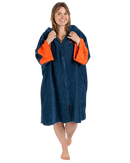 The Dryrobe Full-Zip Organic Towel Robe in Deep Sea Blue