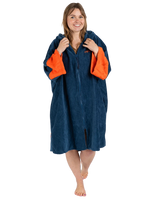 The Dryrobe Full-Zip Organic Towel Robe in Deep Sea Blue