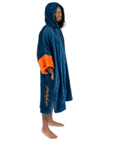 The Dryrobe Full-Zip Organic Towel Robe in Deep Sea Blue