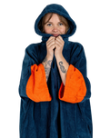 The Dryrobe Full-Zip Organic Towel Robe in Deep Sea Blue