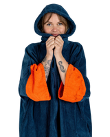 The Dryrobe Full-Zip Organic Towel Robe in Deep Sea Blue