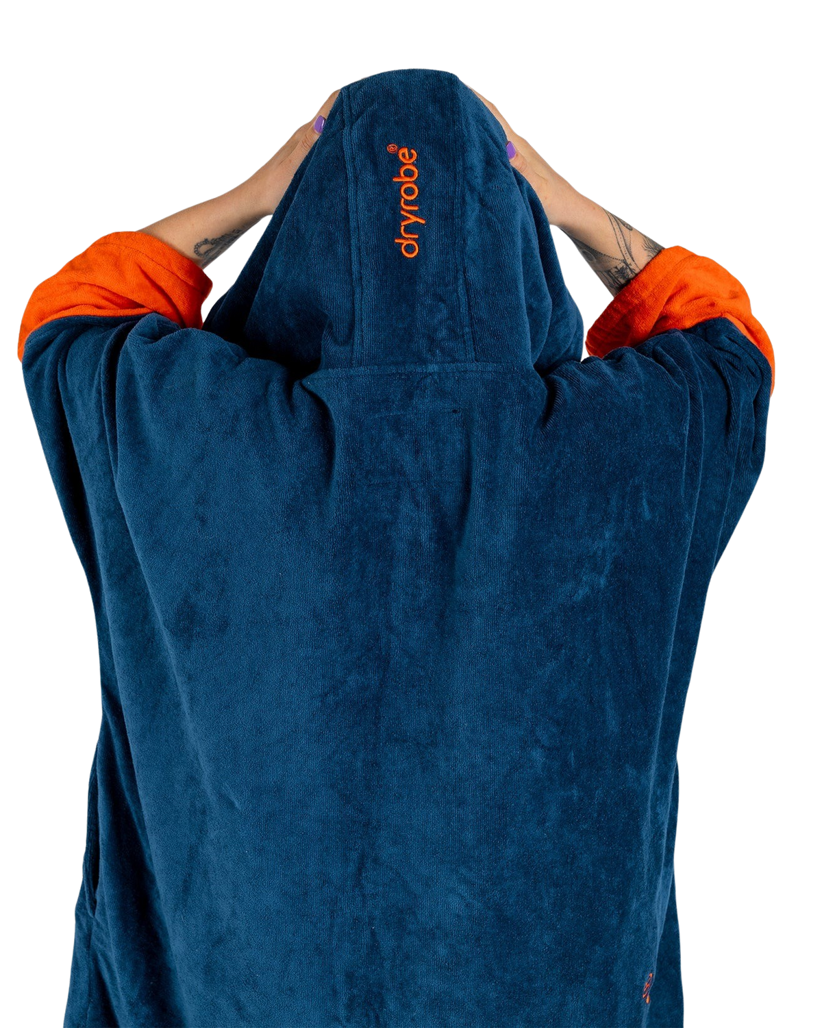 The Dryrobe Full-Zip Organic Towel Robe in Deep Sea Blue