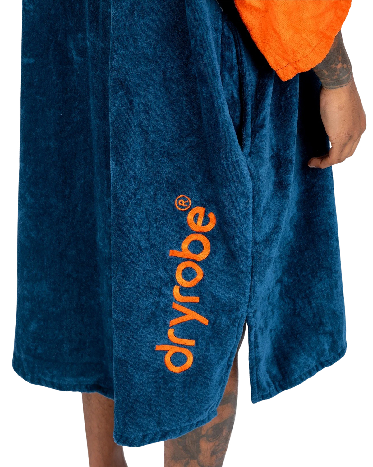 The Dryrobe Full-Zip Organic Towel Robe in Deep Sea Blue