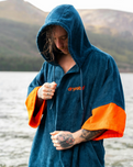 The Dryrobe Full-Zip Organic Towel Robe in Deep Sea Blue