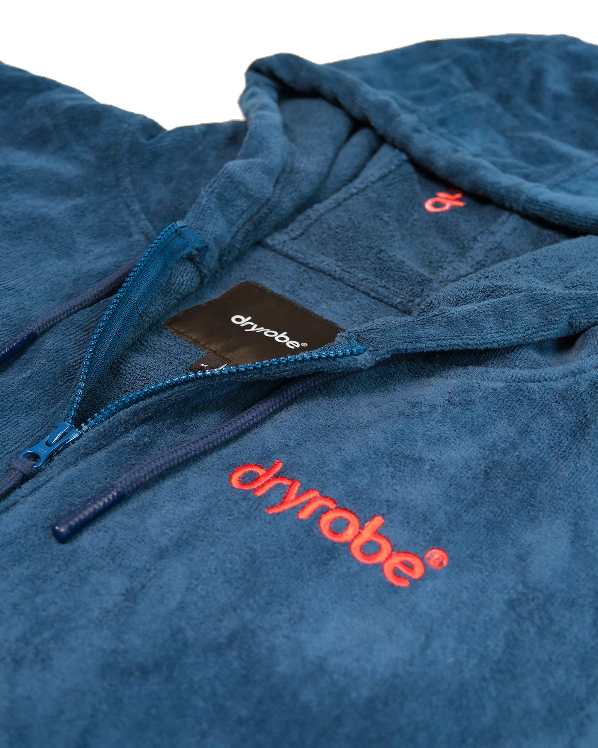 The Dryrobe Full-Zip Organic Towel Robe in Deep Sea Blue