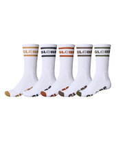 The Globe Mens Tilt Hi Crew Socks (5 Pack) in White & Assorted