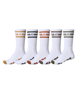 The Globe Mens Tilt Hi Crew Socks (5 Pack) in White & Assorted