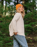 The Passenger Womens Fireside Cable Knit Beanie in Sunrise Orange