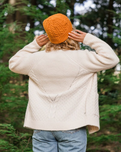 The Passenger Womens Fireside Cable Knit Beanie in Sunrise Orange