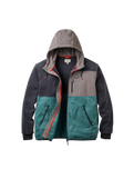 The Passenger Mens Woodland Full Zip Hooded Polar Fleece Jacket in Faded Black & Deep Ocean
