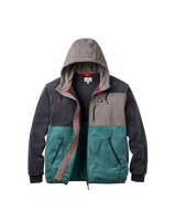 The Passenger Mens Woodland Full Zip Hooded Polar Fleece Jacket in Faded Black & Deep Ocean