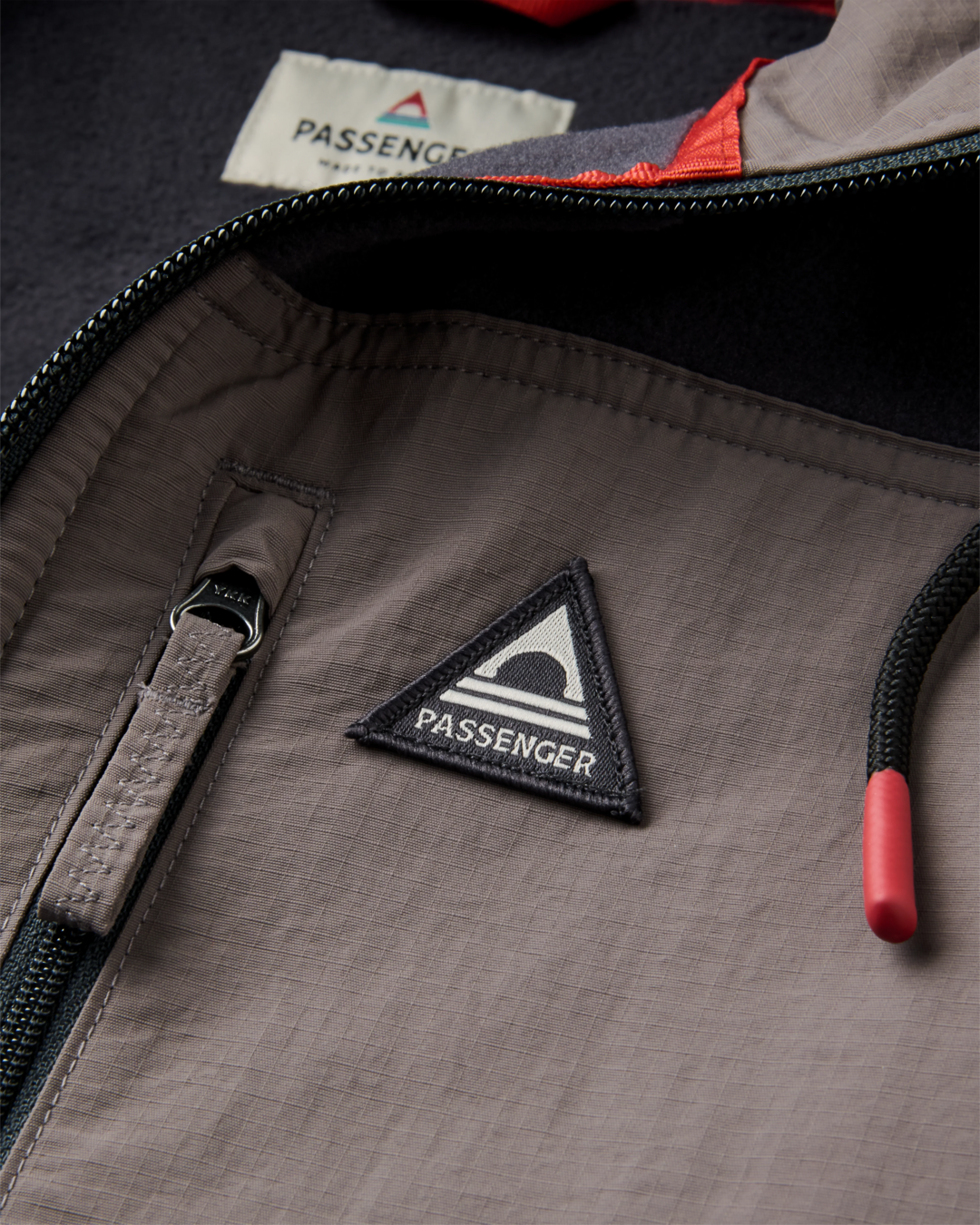 The Passenger Mens Woodland Full Zip Hooded Polar Fleece Jacket in Faded Black & Deep Ocean