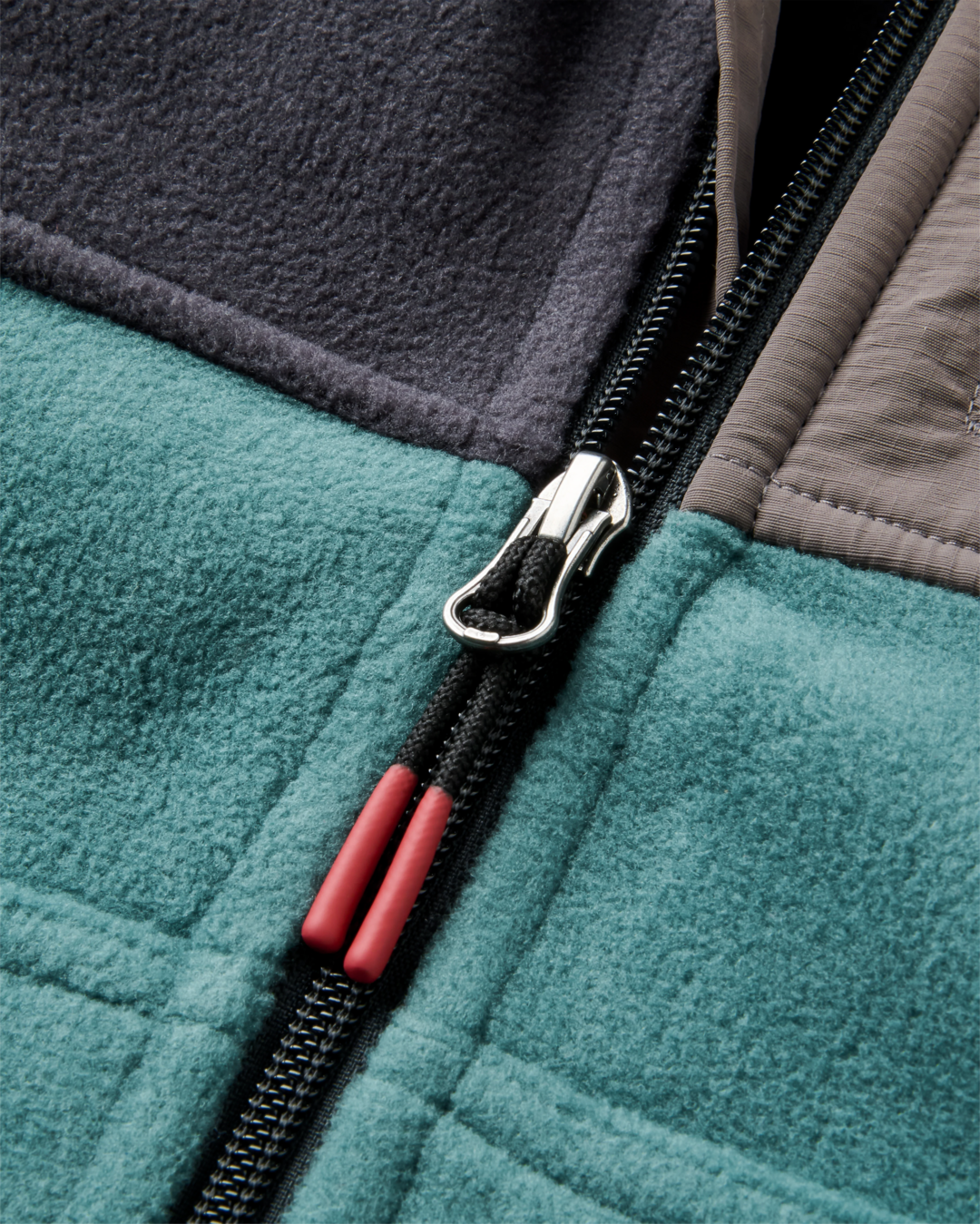 The Passenger Mens Woodland Full Zip Hooded Polar Fleece Jacket in Faded Black & Deep Ocean