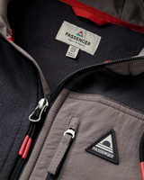 The Passenger Mens Woodland Full Zip Hooded Polar Fleece Jacket in Faded Black & Deep Ocean