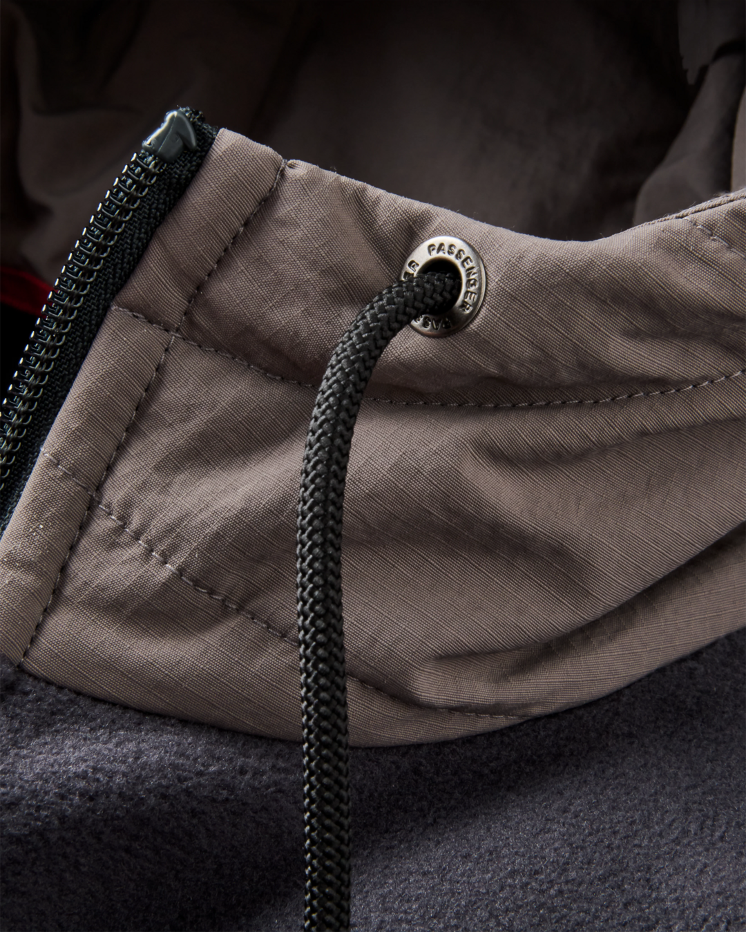 The Passenger Mens Woodland Full Zip Hooded Polar Fleece Jacket in Faded Black & Deep Ocean