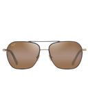 The Maui Jim Mano Polarised Aviator Sunglasses in Dark Brown with Gold Stripe & HCL Bronze