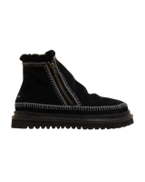 Setsu 4.0 Crochet Black Leather Ankle Boots in Black & Black