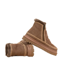 Setsu 4.0 Crochet Camel Suede Ankle Boots in Camel & Beige