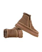 Setsu 4.0 Crochet Camel Suede Ankle Boots in Camel & Beige