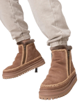 Setsu 4.0 Crochet Camel Suede Ankle Boots in Camel & Beige