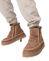 Setsu 4.0 Crochet Camel Suede Ankle Boots in Camel & Beige