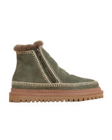 Setsu 4.0 Crochet Suede Ankle Boots in Moss & Natural