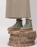 Setsu 4.0 Crochet Suede Ankle Boots in Moss & Natural